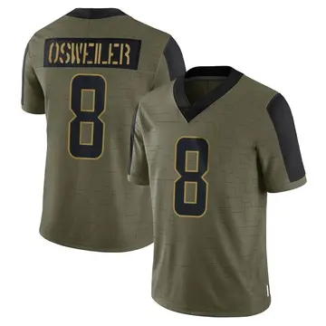 Nike Brock Osweiler Men's Limited Miami Dolphins Olive 2021 Salute To Service Jersey