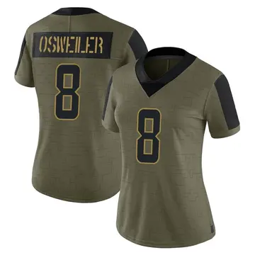 Nike Brock Osweiler Women's Limited Miami Dolphins Olive 2021 Salute To Service Jersey