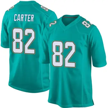 Nike Cethan Carter Men's Game Miami Dolphins Aqua Team Color Jersey