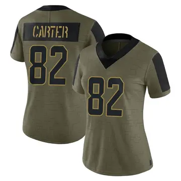 Nike Cethan Carter Women's Limited Miami Dolphins Olive 2021 Salute To Service Jersey