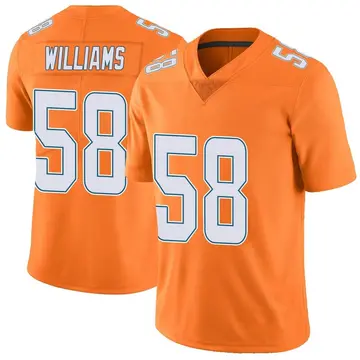 Nike Connor Williams Men's Limited Miami Dolphins Orange Color Rush Jersey