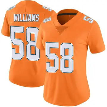 Nike Connor Williams Women's Limited Miami Dolphins Orange Color Rush Jersey