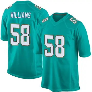Nike Connor Williams Youth Game Miami Dolphins Aqua Team Color Jersey