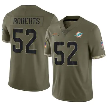 Nike Elandon Roberts Men's Limited Miami Dolphins Olive 2022 Salute To Service Jersey