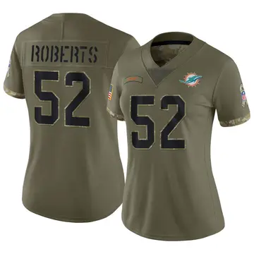 Nike Elandon Roberts Women's Limited Miami Dolphins Olive 2022 Salute To Service Jersey