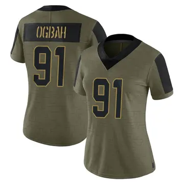 Nike Emmanuel Ogbah Women's Limited Miami Dolphins Olive 2021 Salute To Service Jersey