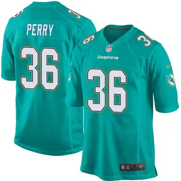 Nike Jamal Perry Men's Game Miami Dolphins Aqua Team Color Jersey