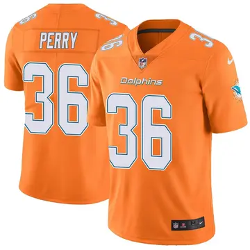 Nike Jamal Perry Men's Limited Miami Dolphins Orange Color Rush Jersey