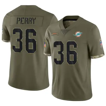 Nike Jamal Perry Youth Limited Miami Dolphins Olive 2022 Salute To Service Jersey