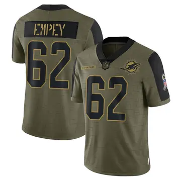 Nike James Empey Men's Limited Miami Dolphins Olive 2021 Salute To Service Jersey