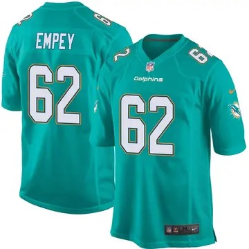 Nike James Empey Youth Game Miami Dolphins Aqua Team Color Jersey