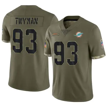 Nike Jaylen Twyman Youth Limited Miami Dolphins Olive 2022 Salute To Service Jersey