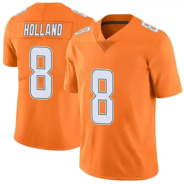 Nike Jevon Holland Men's Limited Miami Dolphins Orange Color Rush Jersey