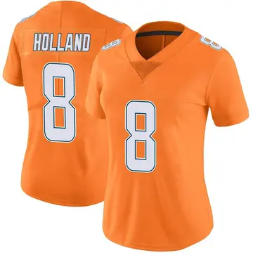 Nike Jevon Holland Women's Limited Miami Dolphins Orange Color Rush Jersey