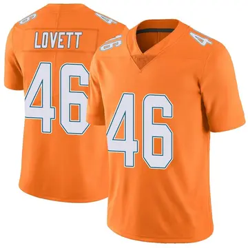 Nike John Lovett Men's Limited Miami Dolphins Orange Color Rush Jersey