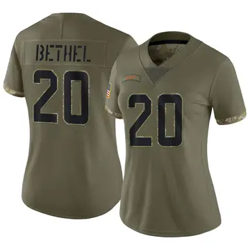 Nike Justin Bethel Women's Limited Miami Dolphins Olive 2022 Salute To Service Jersey
