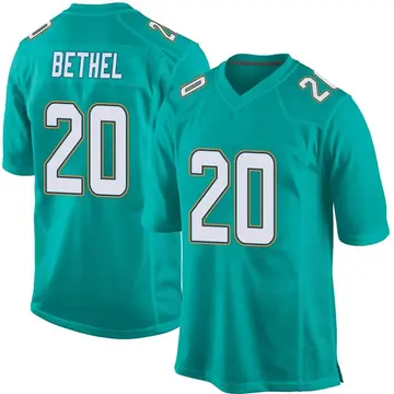 Nike Justin Bethel Youth Game Miami Dolphins Aqua Team Color Jersey