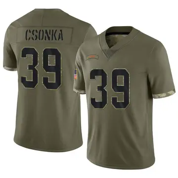Nike Larry Csonka Men's Limited Miami Dolphins Olive 2022 Salute To Service Jersey