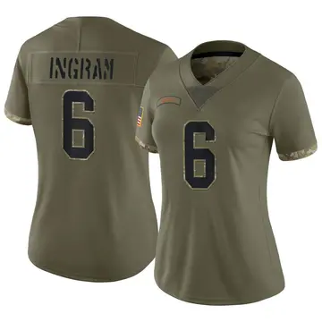 Nike Melvin Ingram Women's Limited Miami Dolphins Olive 2022 Salute To Service Jersey