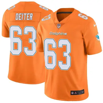 Nike Michael Deiter Youth Limited Miami Dolphins Orange Color Rush Jersey