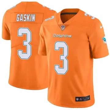 Nike Myles Gaskin Men's Limited Miami Dolphins Orange Color Rush Jersey