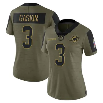Nike Myles Gaskin Women's Limited Miami Dolphins Olive 2021 Salute To Service Jersey