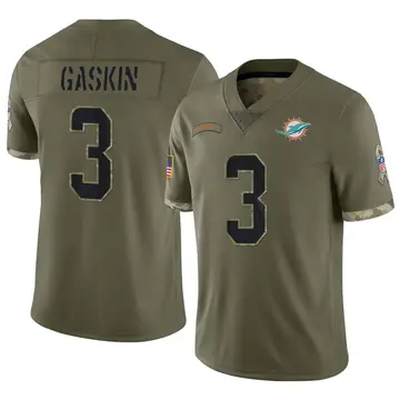 Nike Myles Gaskin Youth Limited Miami Dolphins Olive 2022 Salute To Service Jersey