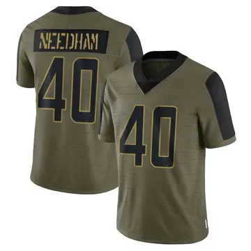 Nike Nik Needham Men's Limited Miami Dolphins Olive 2021 Salute To Service Jersey