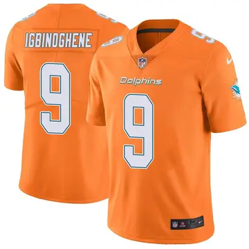 Nike Noah Igbinoghene Youth Limited Miami Dolphins Orange Color Rush Jersey