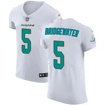 Nike Teddy Bridgewater Men's Elite Miami Dolphins White Vapor Untouchable Jersey
