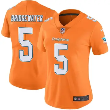 Nike Teddy Bridgewater Women's Limited Miami Dolphins Orange Color Rush Jersey