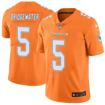 Nike Teddy Bridgewater Youth Limited Miami Dolphins Orange Color Rush Jersey