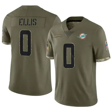 Nike Tino Ellis Men's Limited Miami Dolphins Olive 2022 Salute To Service Jersey