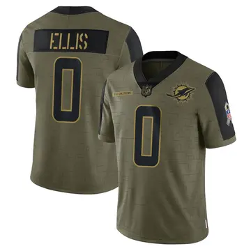 Nike Tino Ellis Youth Limited Miami Dolphins Olive 2021 Salute To Service Jersey