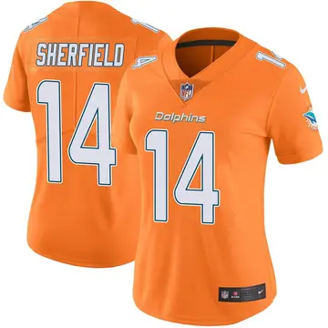 Nike Trent Sherfield Women's Limited Miami Dolphins Orange Color Rush Jersey