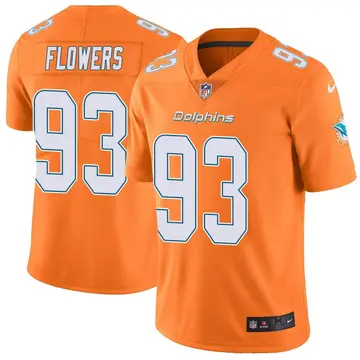 Nike Trey Flowers Men's Limited Miami Dolphins Orange Color Rush Jersey