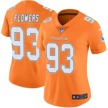 Nike Trey Flowers Women's Limited Miami Dolphins Orange Color Rush Jersey
